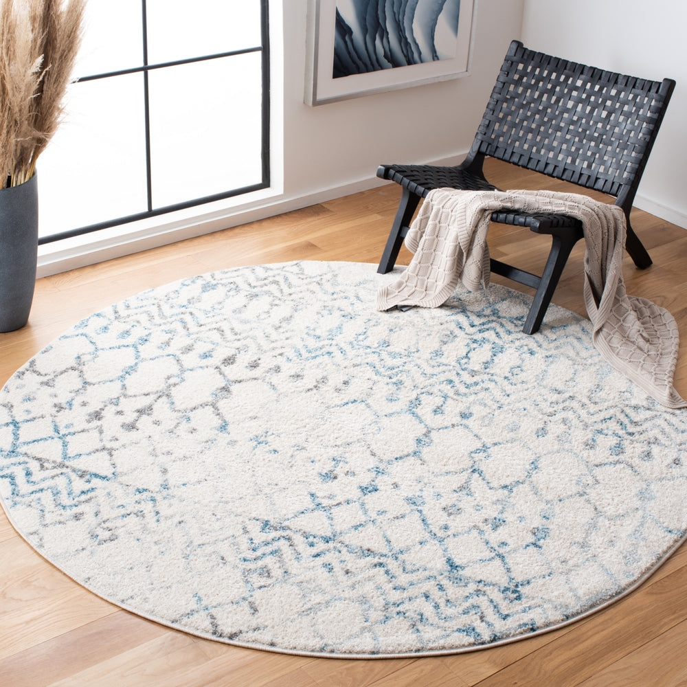 SAFAVIEH Tulum Collection TUL270B Ivory / Turquoise Rug Image 2