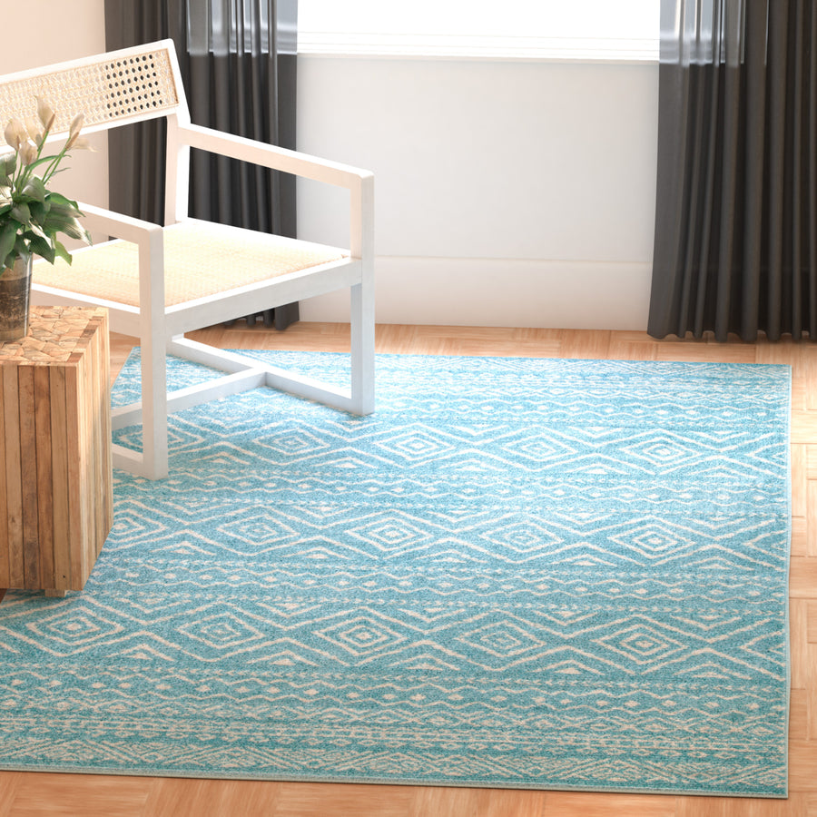 SAFAVIEH Tulum Collection TUL267K Turquoise / Ivory Rug Image 1