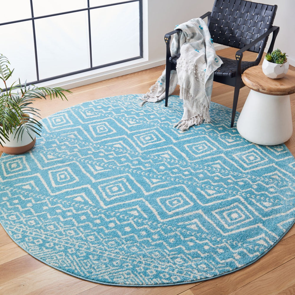 SAFAVIEH Tulum Collection TUL267K Turquoise / Ivory Rug Image 2