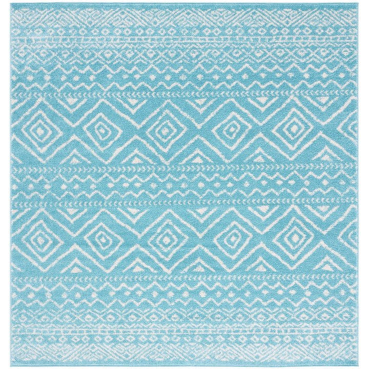 SAFAVIEH Tulum Collection TUL267K Turquoise / Ivory Rug Image 1