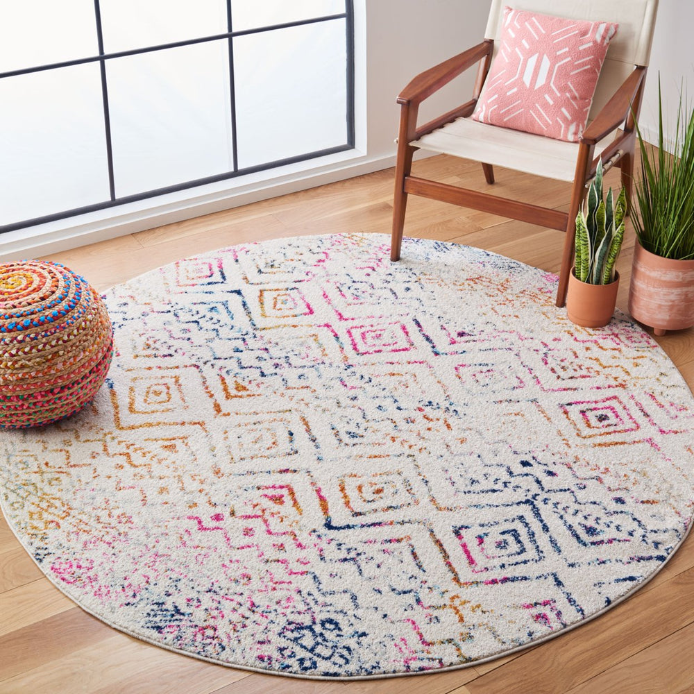 SAFAVIEH Tulum Collection TUL267E Ivory / Fuchsia Rug Image 2