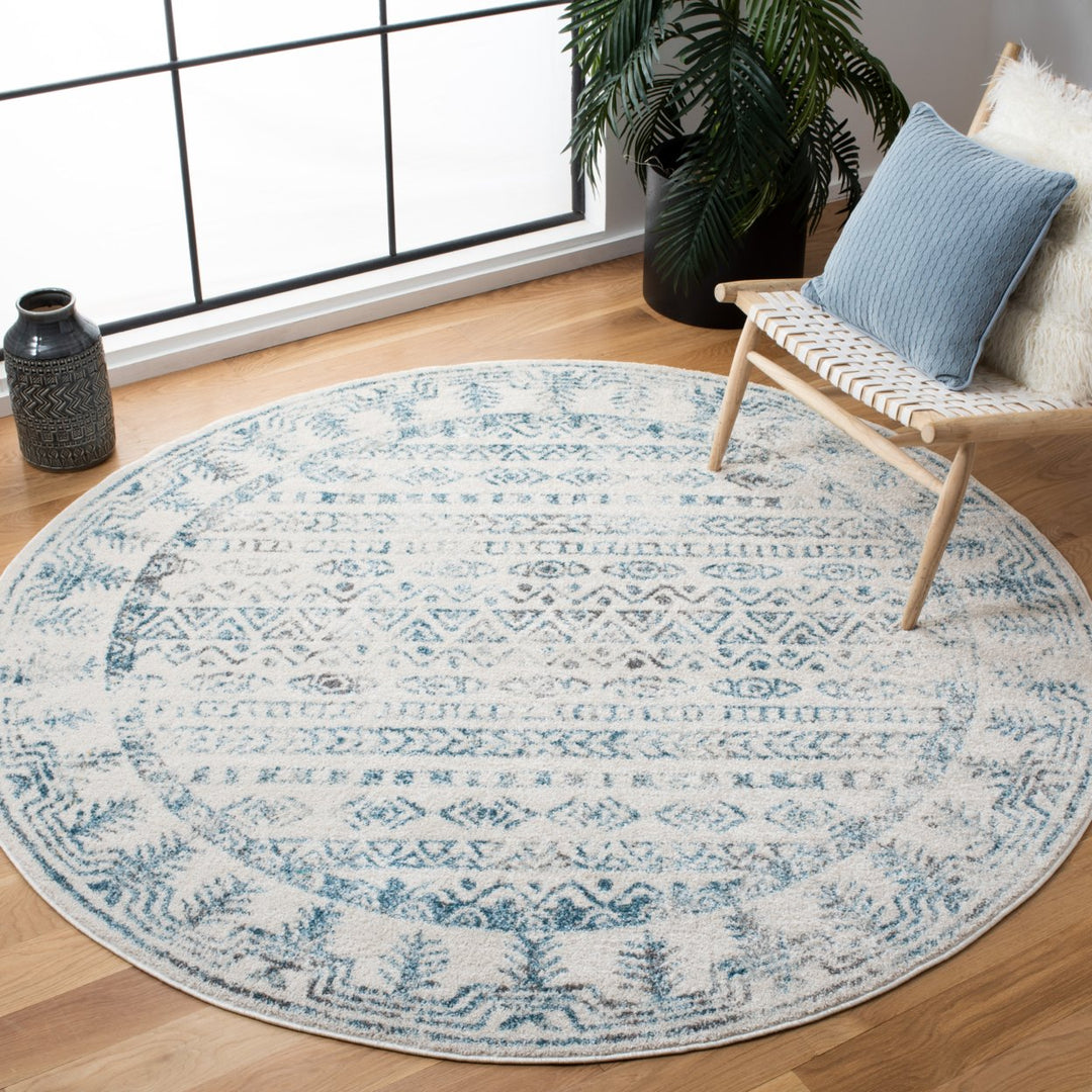 SAFAVIEH Tulum Collection TUL271B Ivory / Teal Rug Image 2