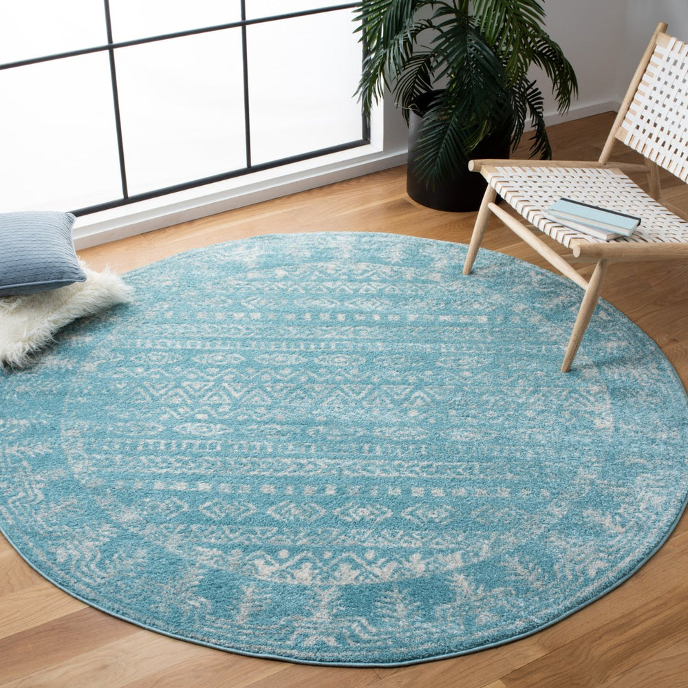 SAFAVIEH Tulum Collection TUL271K Aqua / Ivory Rug Image 2