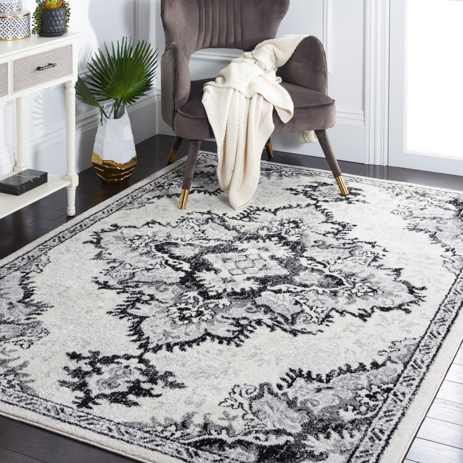 SAFAVIEH Tulum Collection TUL278A Ivory / Black Rug Image 1