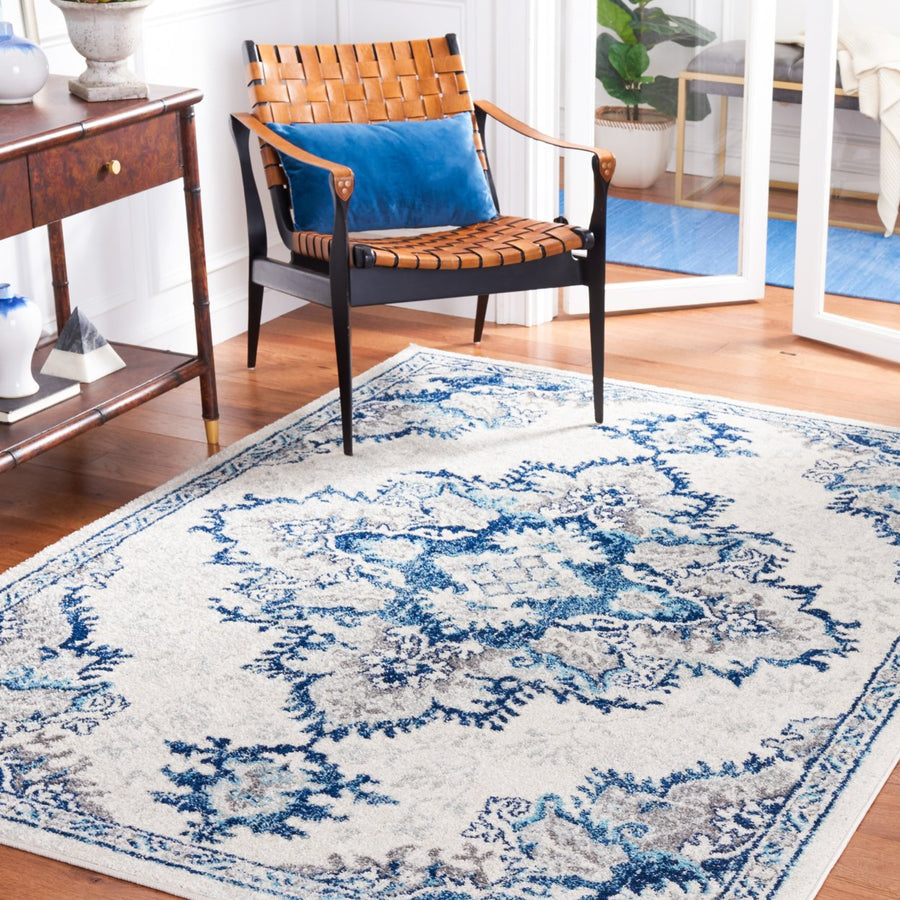 SAFAVIEH Tulum Collection TUL278B Ivory / Blue Rug Image 1