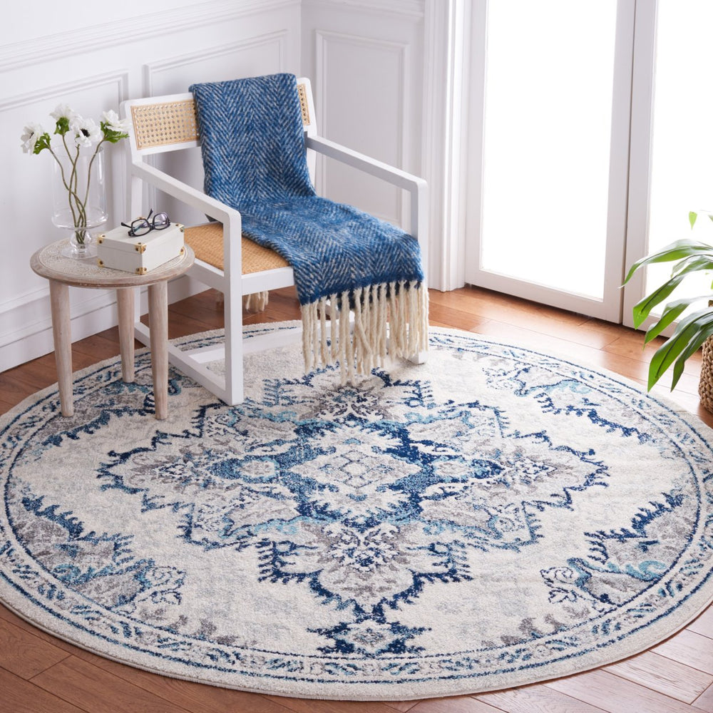 SAFAVIEH Tulum Collection TUL278B Ivory / Blue Rug Image 2