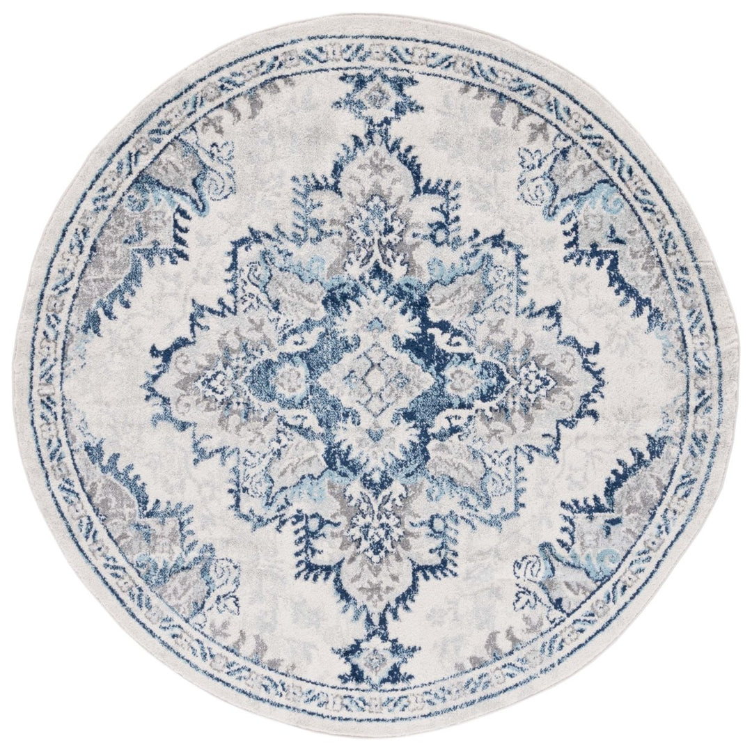 SAFAVIEH Tulum Collection TUL278B Ivory / Blue Rug Image 1