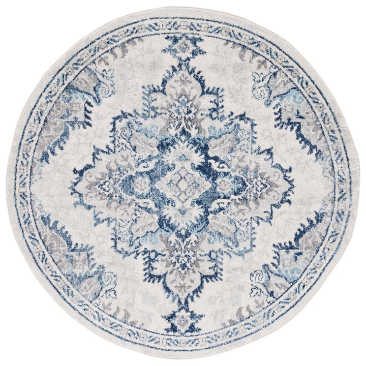 SAFAVIEH Tulum Collection TUL278B Ivory / Blue Rug Image 1