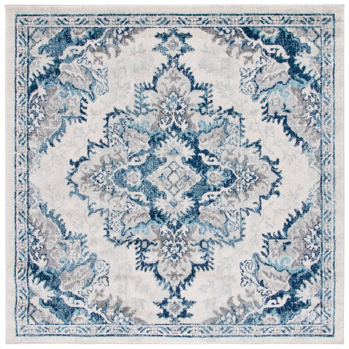 SAFAVIEH Tulum Collection TUL278B Ivory / Blue Rug Image 1