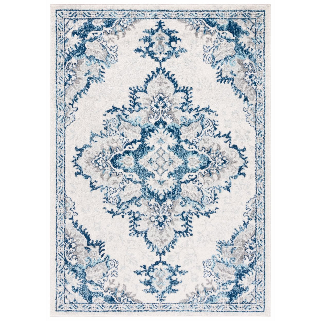 SAFAVIEH Tulum Collection TUL278B Ivory / Blue Rug Image 1