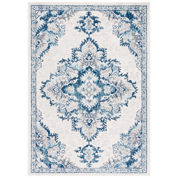 SAFAVIEH Tulum Collection TUL278B Ivory / Blue Rug Image 1