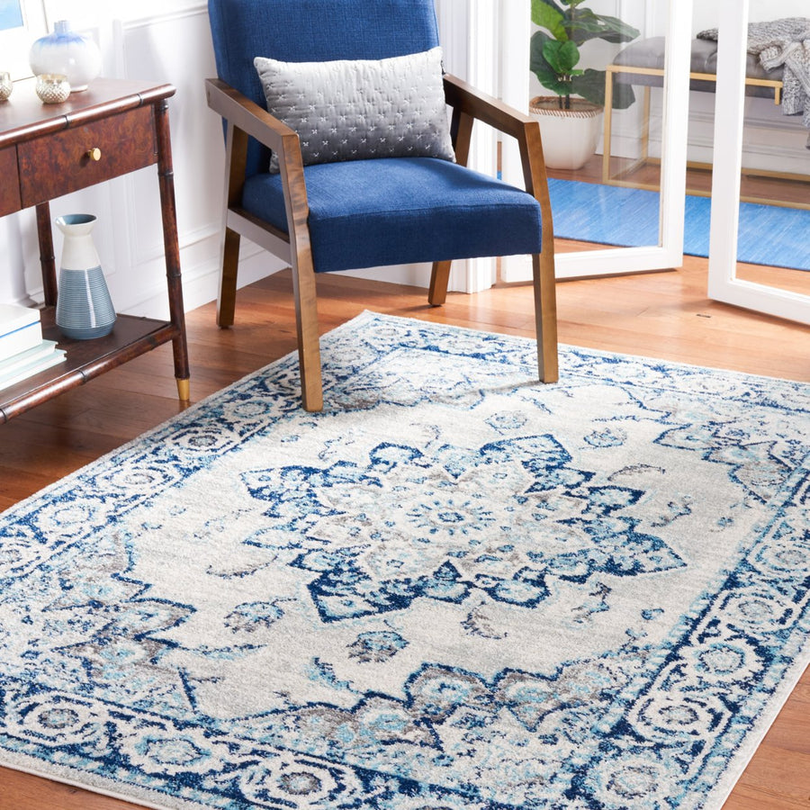 SAFAVIEH Tulum Collection TUL279B Ivory / Blue Rug Image 1