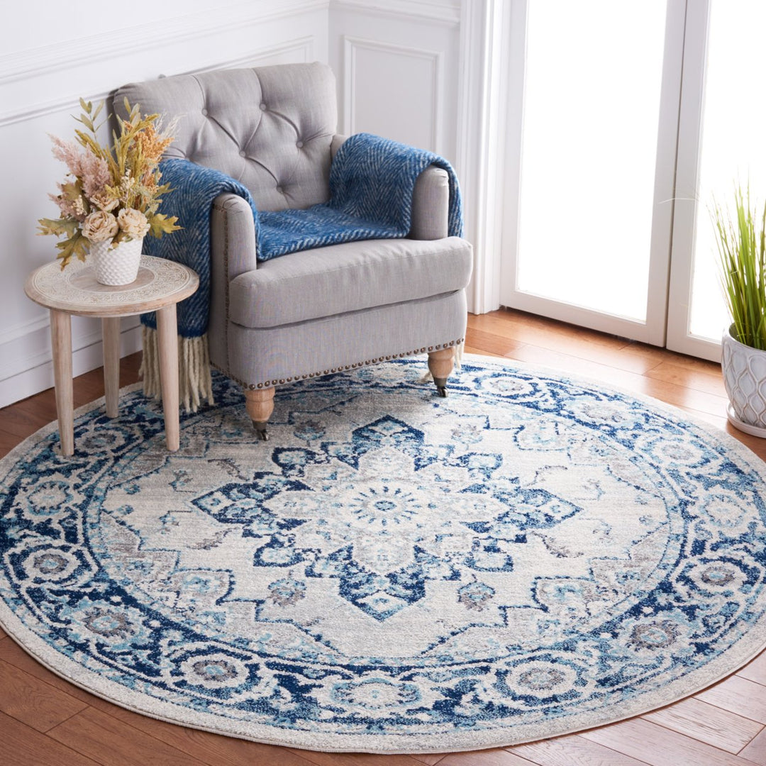 SAFAVIEH Tulum Collection TUL279B Ivory / Blue Rug Image 2