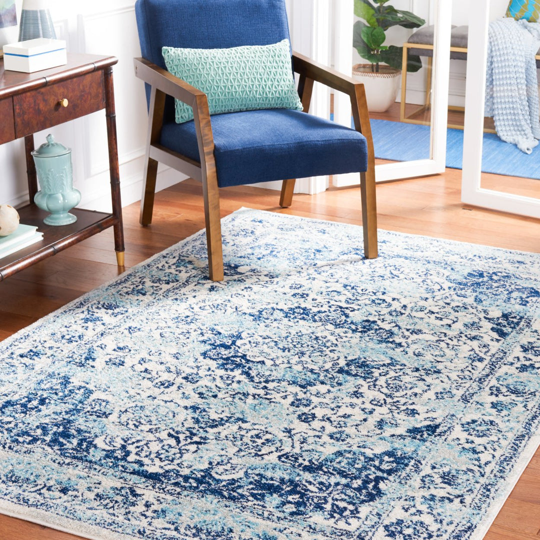 SAFAVIEH Tulum Collection TUL282B Ivory / Blue Rug Image 1