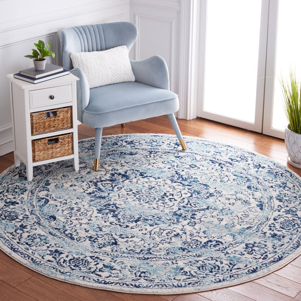 SAFAVIEH Tulum Collection TUL282B Ivory / Blue Rug Image 2