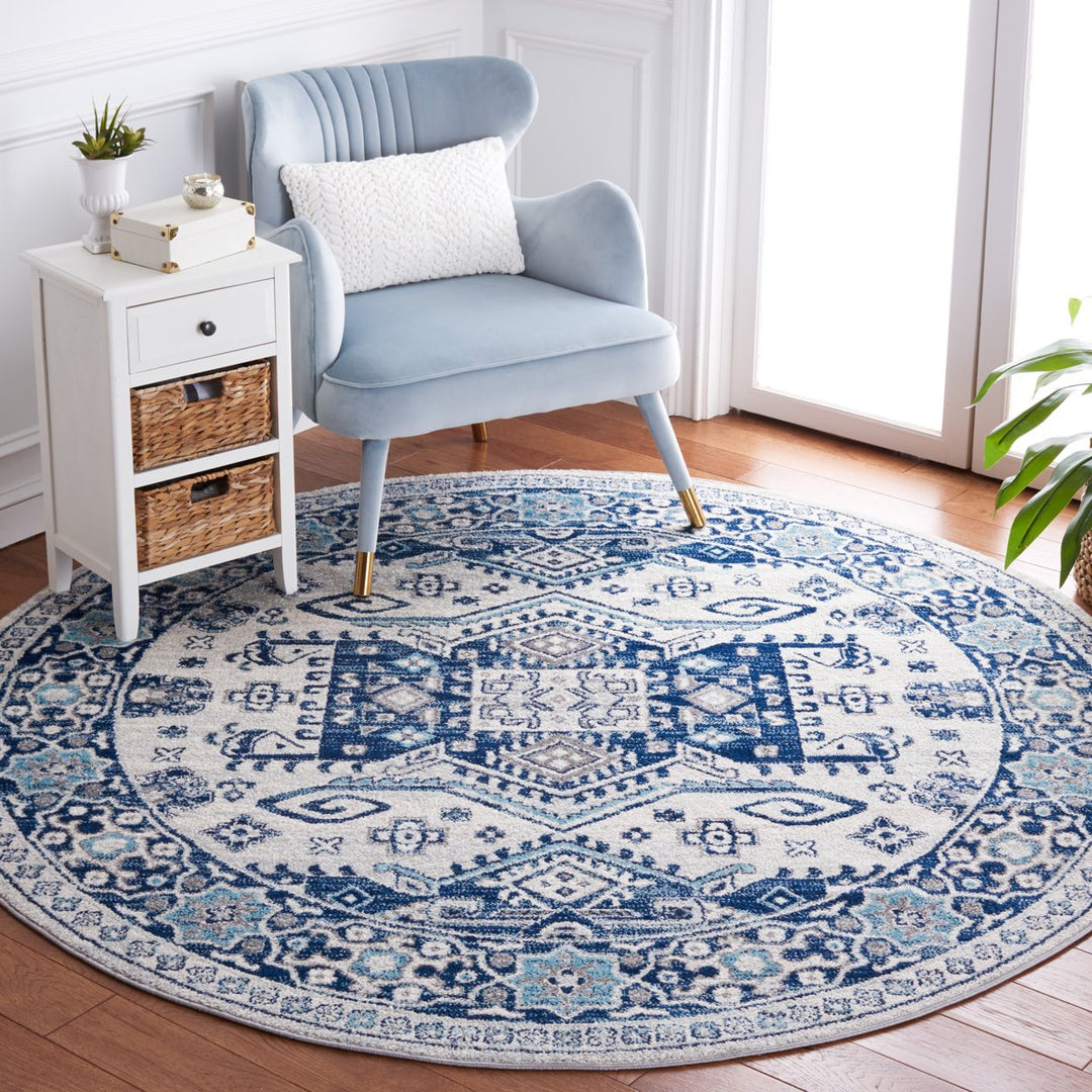 SAFAVIEH Tulum Collection TUL285B Ivory / Blue Rug Image 2