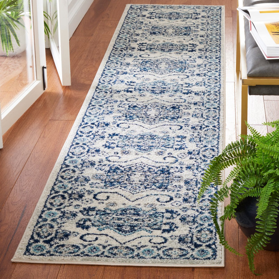 SAFAVIEH Tulum Collection TUL285B Ivory / Blue Rug Image 3