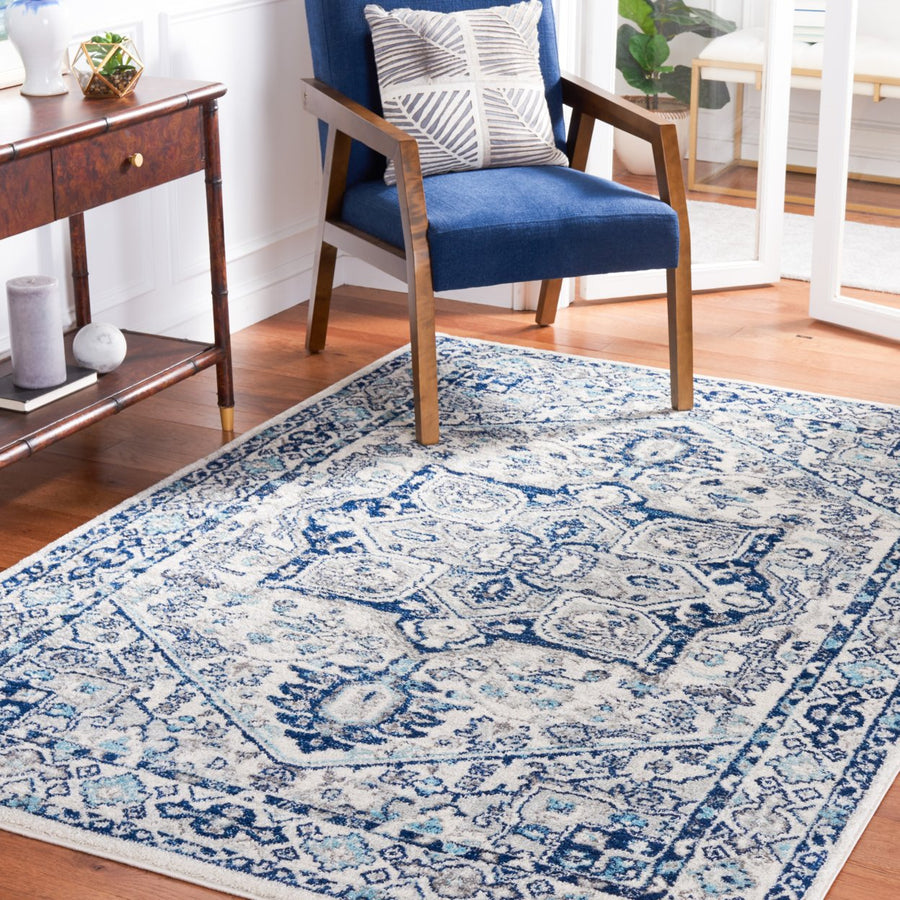 SAFAVIEH Tulum Collection TUL286B Ivory / Blue Rug Image 1