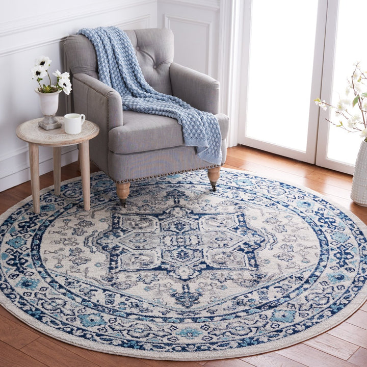 SAFAVIEH Tulum Collection TUL286B Ivory / Blue Rug Image 2