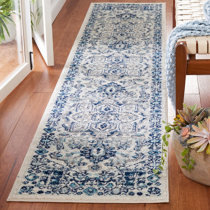 SAFAVIEH Tulum Collection TUL286B Ivory / Blue Rug Image 3