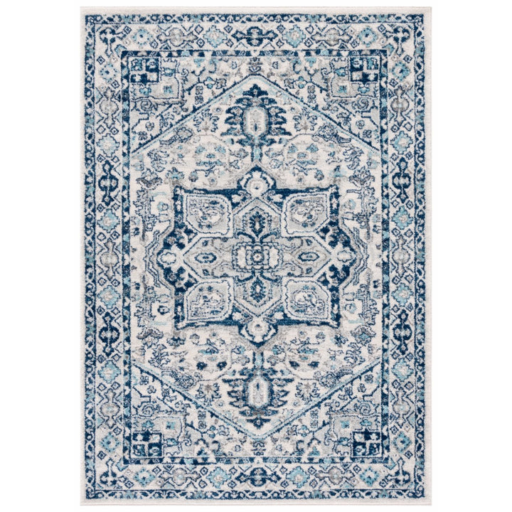 SAFAVIEH Tulum Collection TUL286B Ivory / Blue Rug Image 1