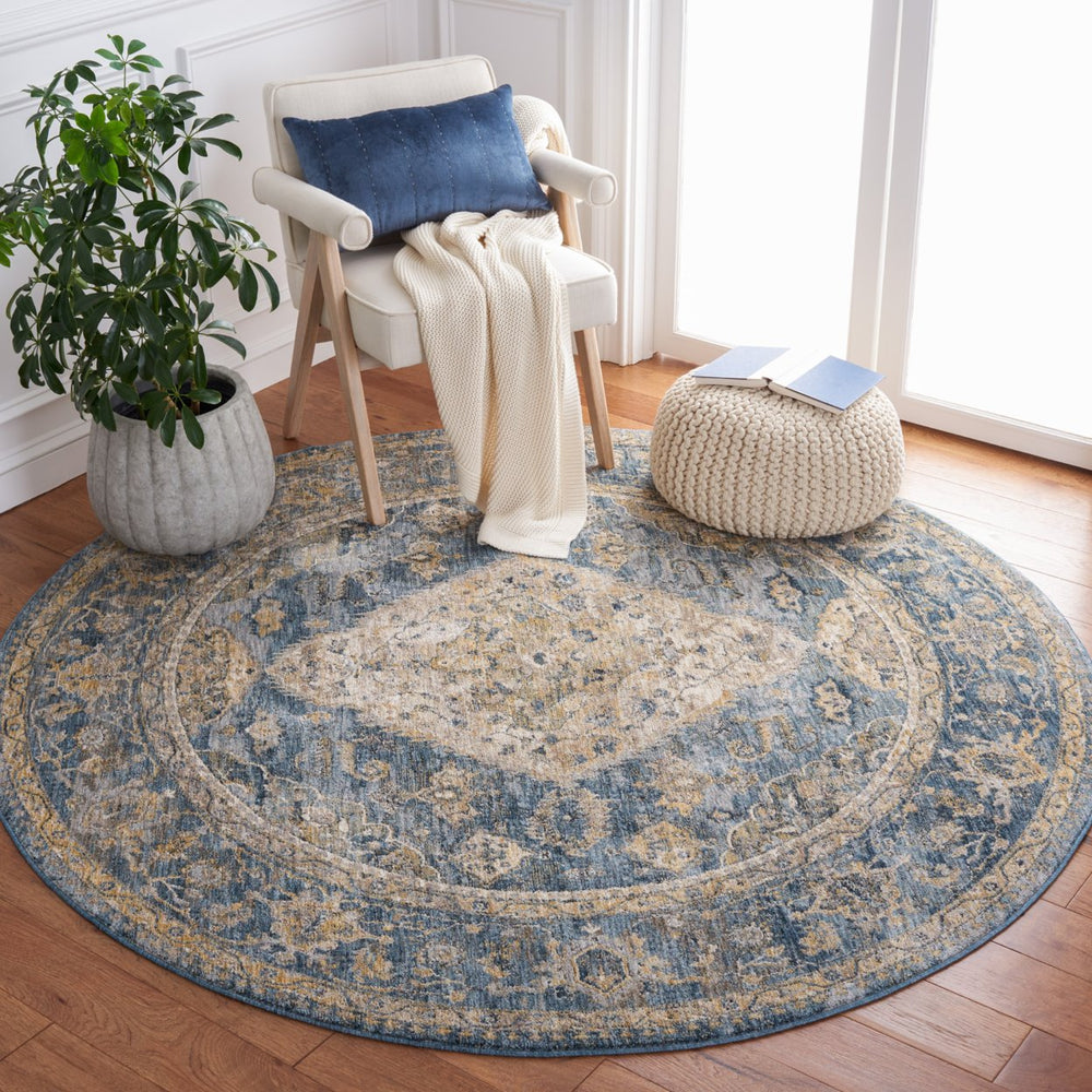 SAFAVIEH Valencia Collection VAL564M Blue / Gold Rug Image 2