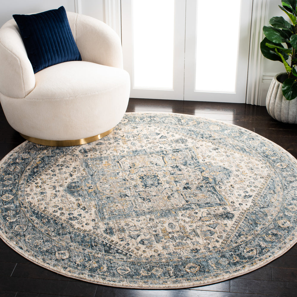 SAFAVIEH Valencia Collection VAL568A Ivory / Blue Rug Image 2