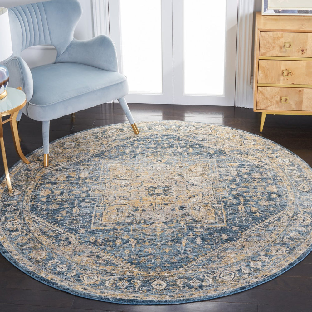 SAFAVIEH Valencia Collection VAL568M Blue / Gold Rug Image 2