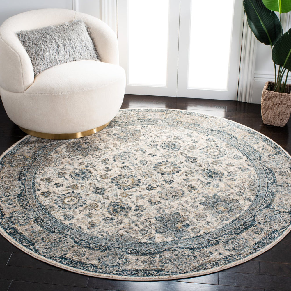 SAFAVIEH Valencia Collection VAL570A Ivory / Blue Rug Image 2