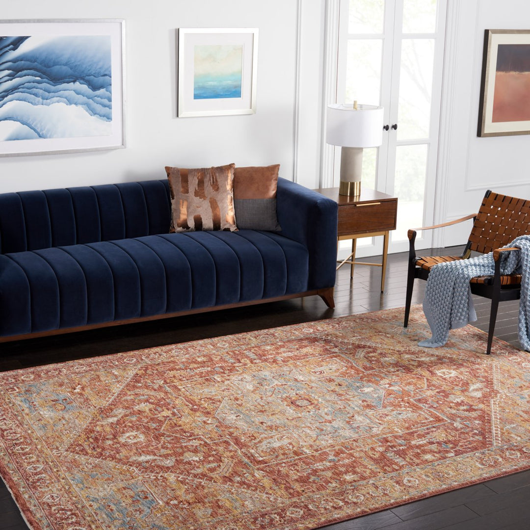 SAFAVIEH Valencia Collection VAL568P Rust/Beige Blue Rug Image 1