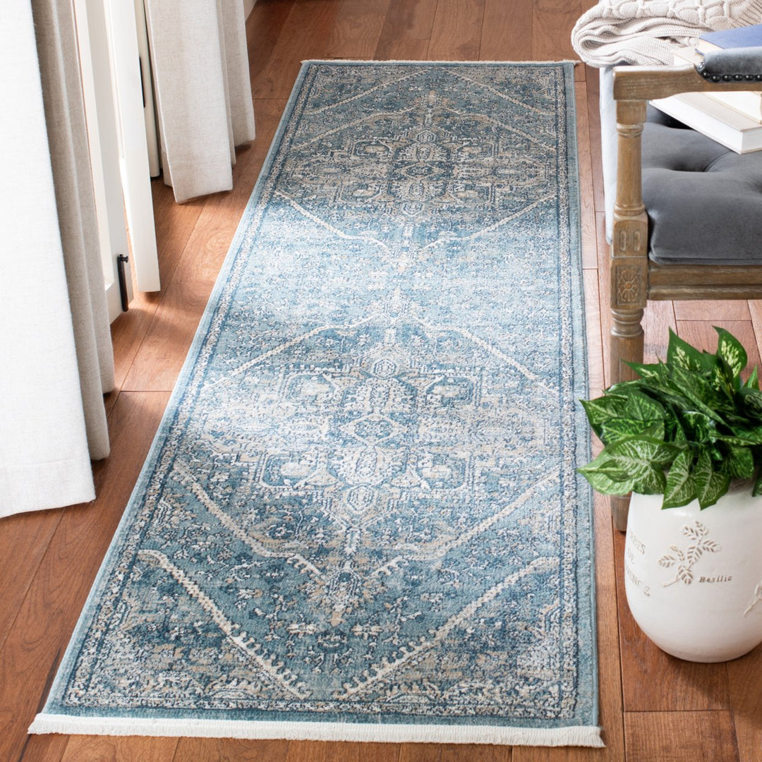 SAFAVIEH Victoria Collection VIC932F Blue / Grey Rug Image 2