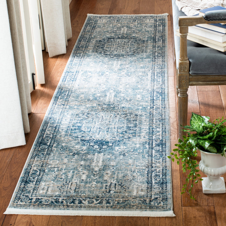 SAFAVIEH Victoria Collection VIC933F Blue / Grey Rug Image 2