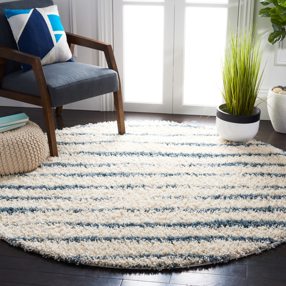 SAFAVIEH Venus Shag VNS603L Ivory / Turquoise Rug Image 2