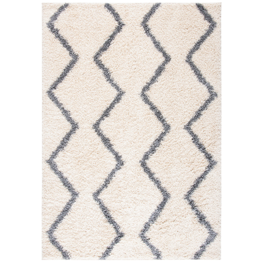 SAFAVIEH Venus Shag Collection VNS680A Ivory/Grey Rug Image 1