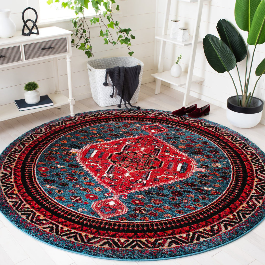 SAFAVIEH Vintage Hamadan VTH201K Turquoise /Red Rug Image 2