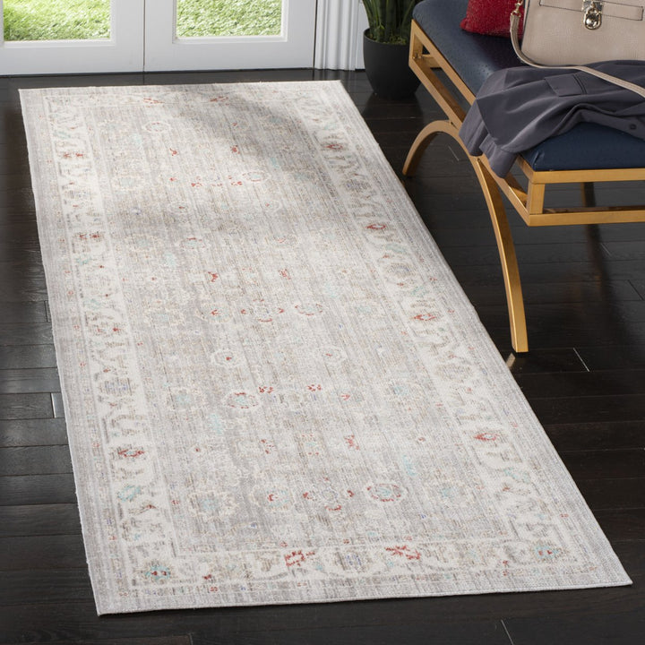 SAFAVIEH Windsor Collection WDS313T Light Grey / Ivory Rug Image 3