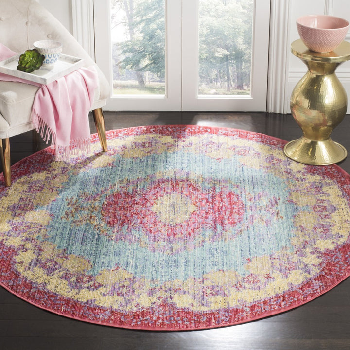 SAFAVIEH Windsor WDS305A Light Blue / Fuchsia Rug Image 2