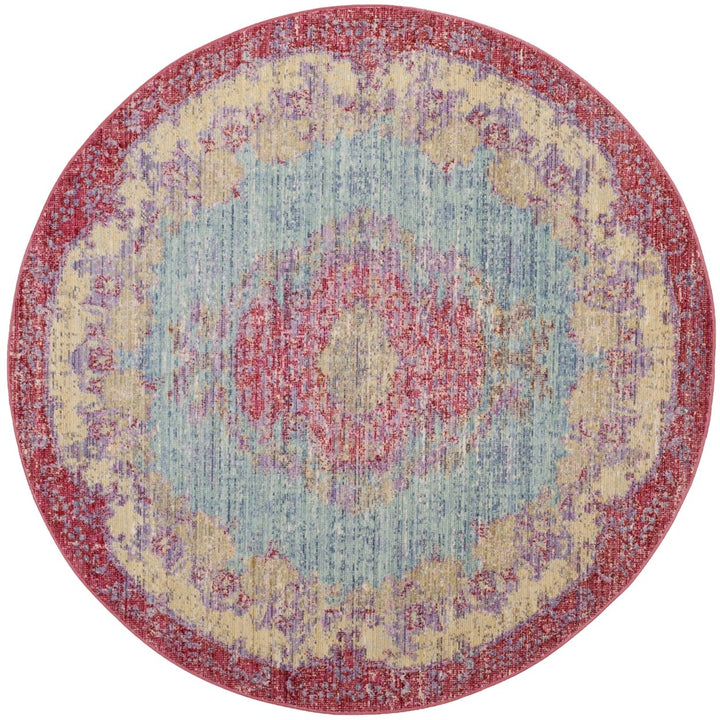 SAFAVIEH Windsor WDS305A Light Blue / Fuchsia Rug Image 3