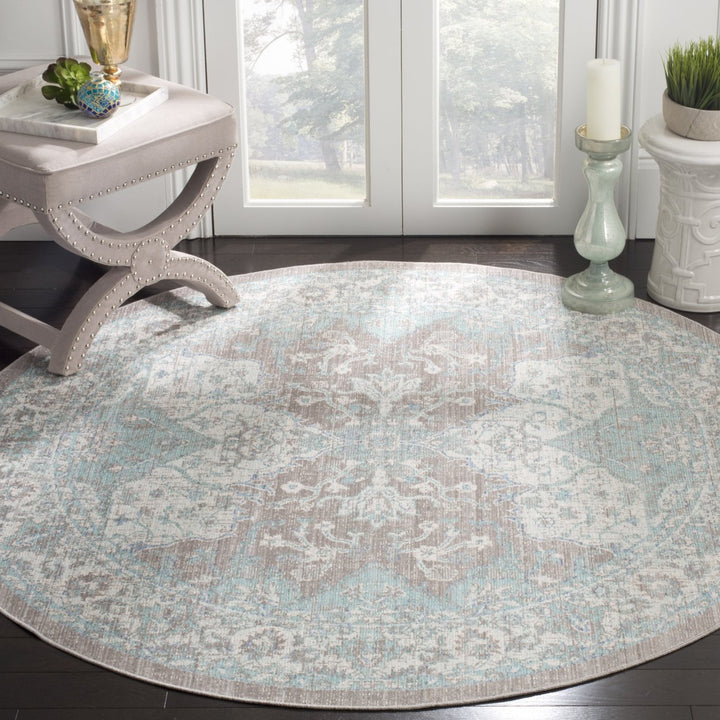 SAFAVIEH Windsor Collection WDS319L Light Grey / Aqua Rug Image 2