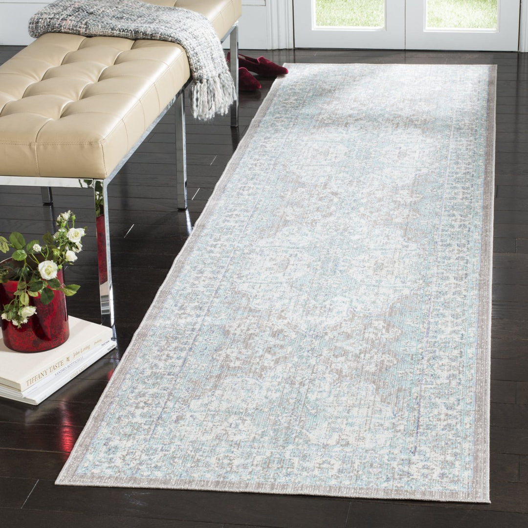 SAFAVIEH Windsor Collection WDS319L Light Grey / Aqua Rug Image 3