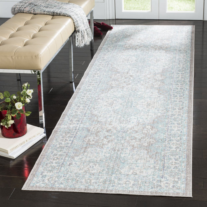 SAFAVIEH Windsor Collection WDS319L Light Grey / Aqua Rug Image 3