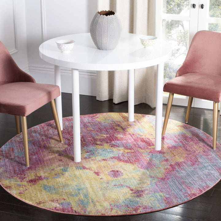 SAFAVIEH Windsor Collection WDS351R Fuchsia/Turquoise Rug Image 2
