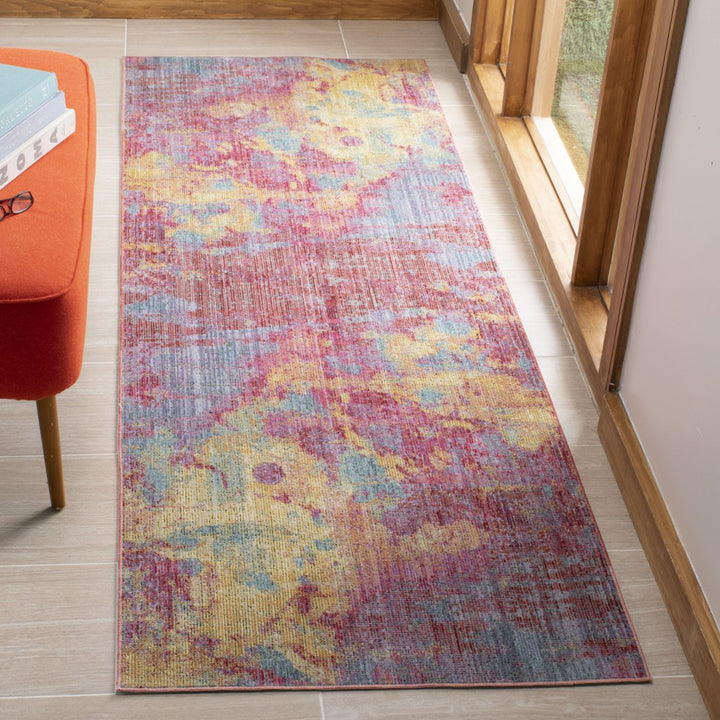 SAFAVIEH Windsor Collection WDS351R Fuchsia/Turquoise Rug Image 3