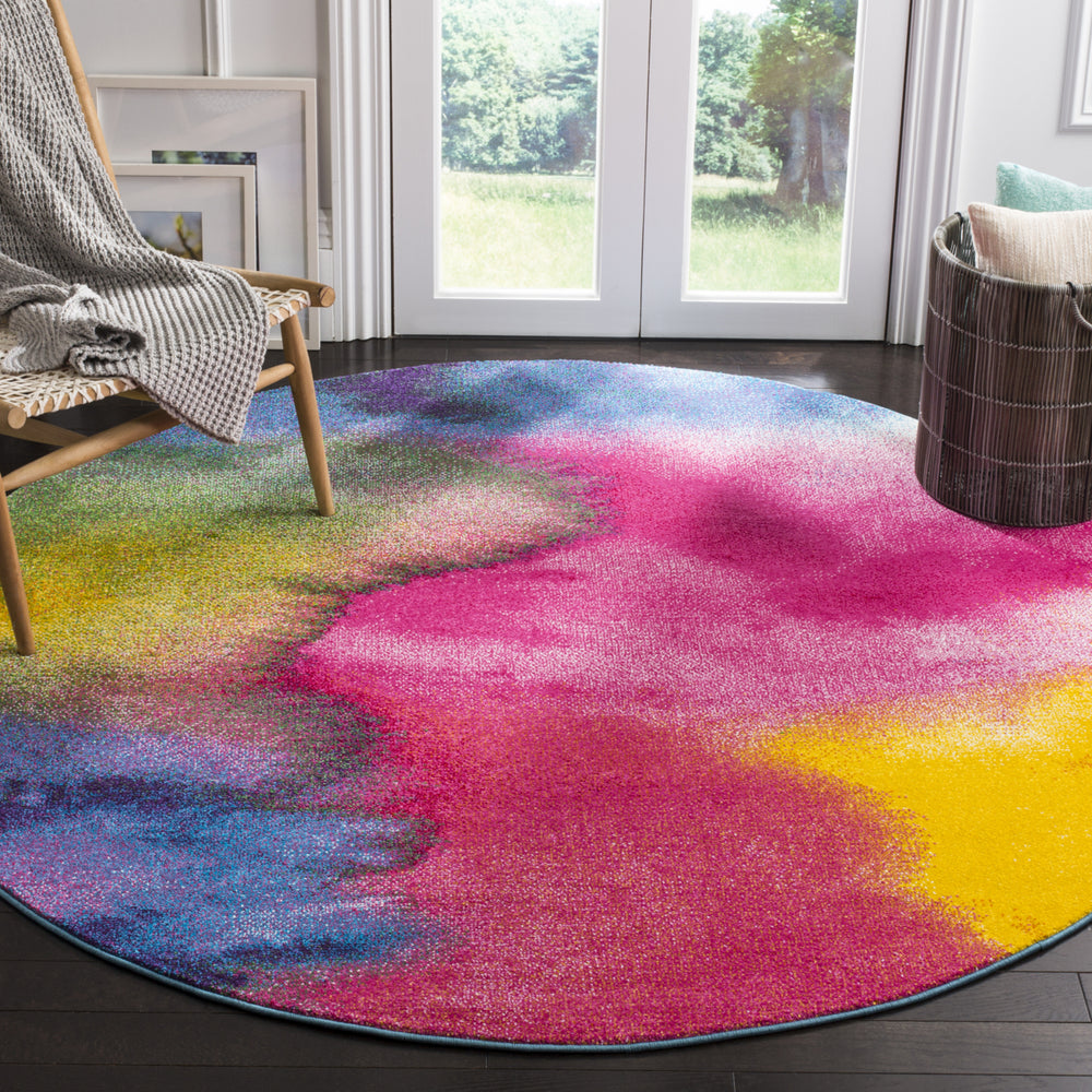 SAFAVIEH Watercolor Collection WTC621C Green / Fuchsia Rug Image 2