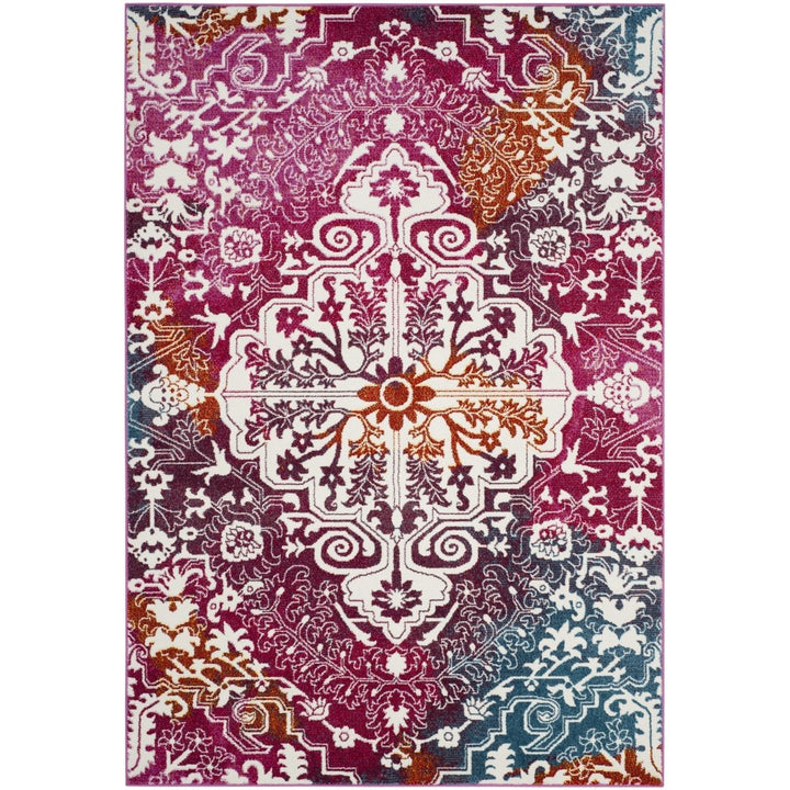 SAFAVIEH Watercolor Collection WTC669F Ivory / Fuchsia Rug Image 1