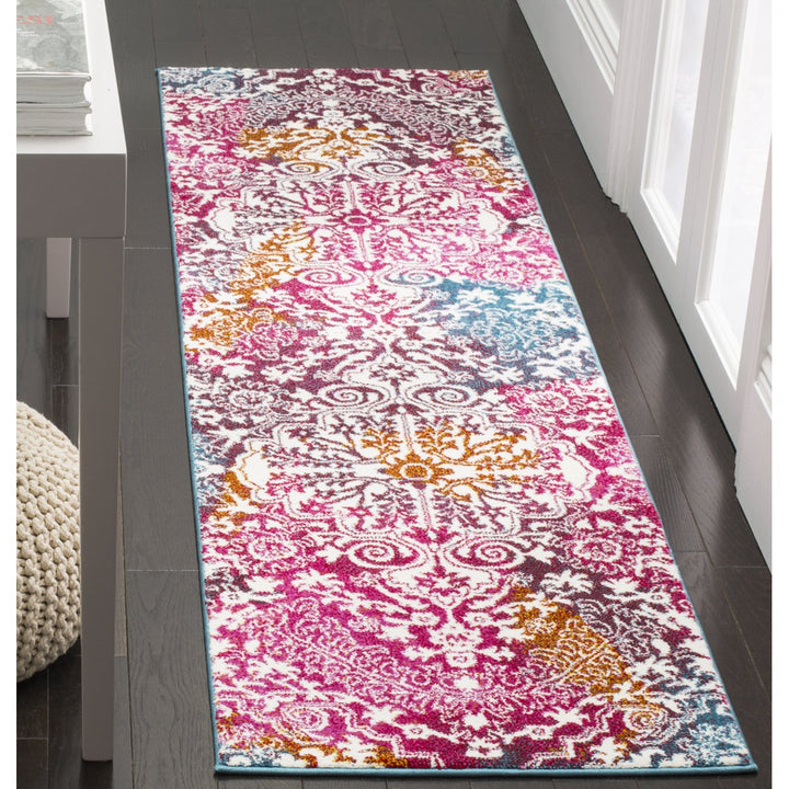 SAFAVIEH Watercolor Collection WTC669F Ivory / Fuchsia Rug Image 3