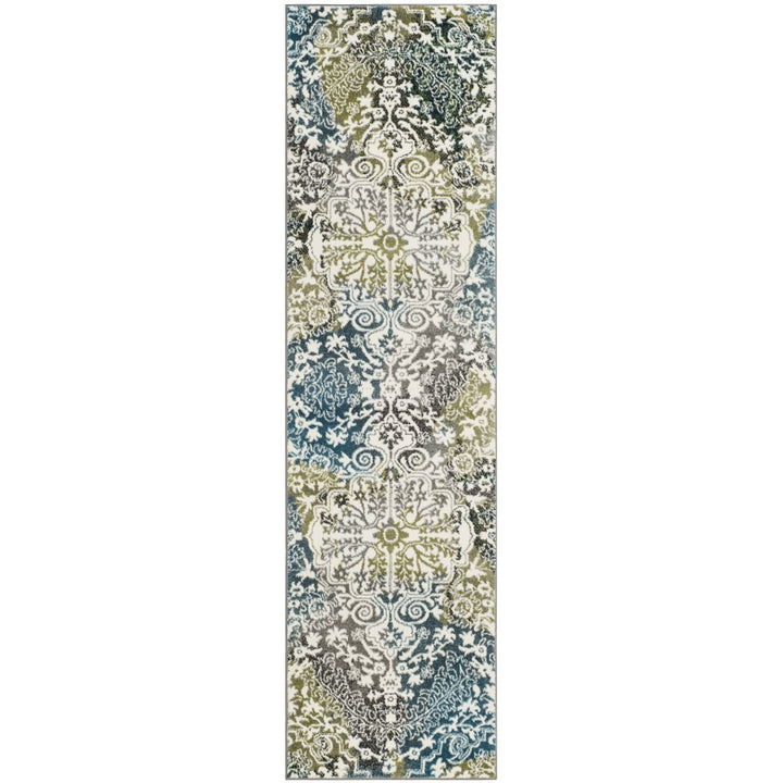 SAFAVIEH WTC669B Watercolor Ivory / Peacock Blue Image 1