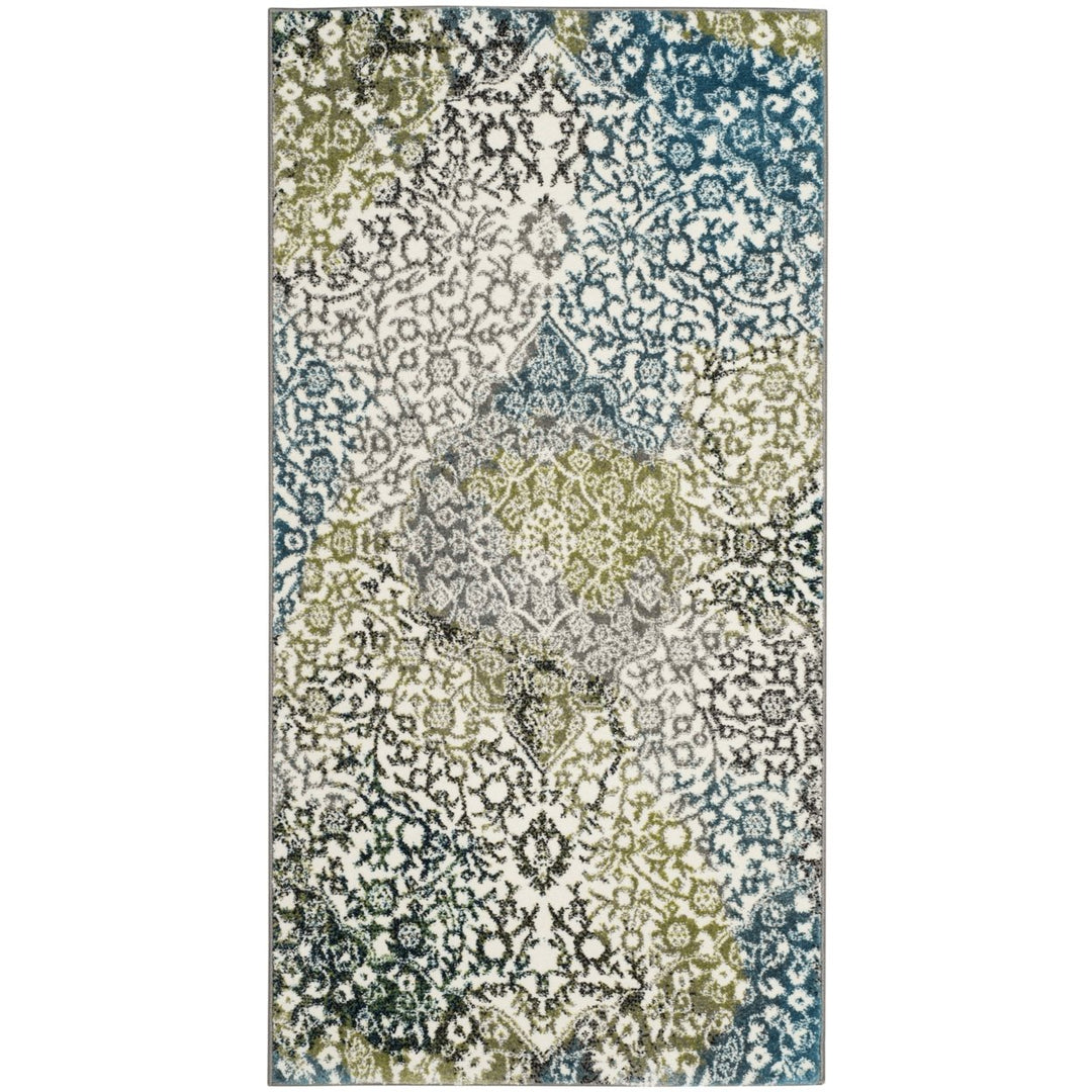 SAFAVIEH Watercolor WTC672B Ivory / Peacock Blue Rug Image 8