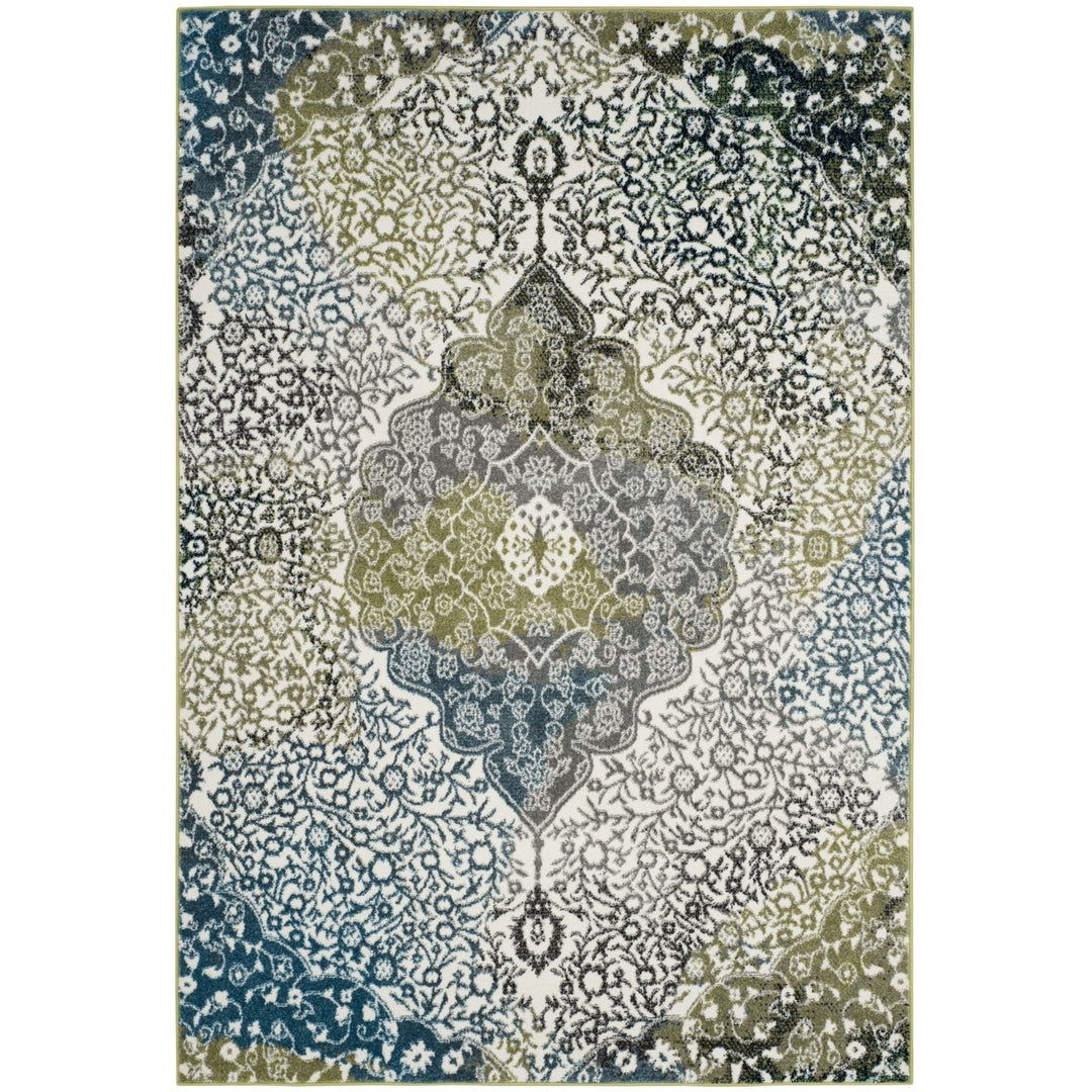 SAFAVIEH Watercolor WTC672B Ivory / Peacock Blue Rug Image 9