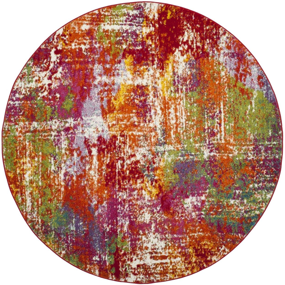 SAFAVIEH Watercolor Collection WTC695D Orange / Green Rug Image 1